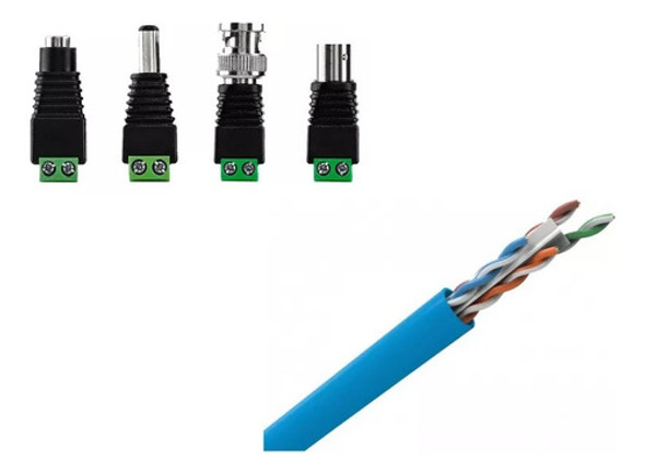 Kit Cftv - Bnc E P4 Macho, Bnc E P4 Femea + 40m Cabo De Rede 0