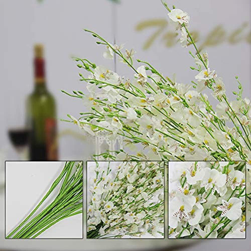 Welmatch White Artificial Orchids Faux Flowers - 10 Piezas 3 1