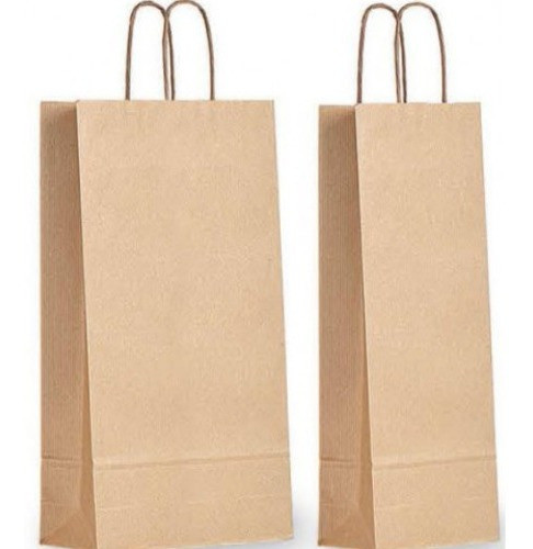 Bolsas De Papel Madera Kraft 20x38 Kpbb X500 U 2 Botellas 0