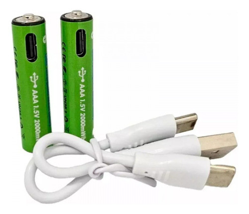 Pilas Aaa Recargables Con Cable Usb 1200mah Mayor Duración 0