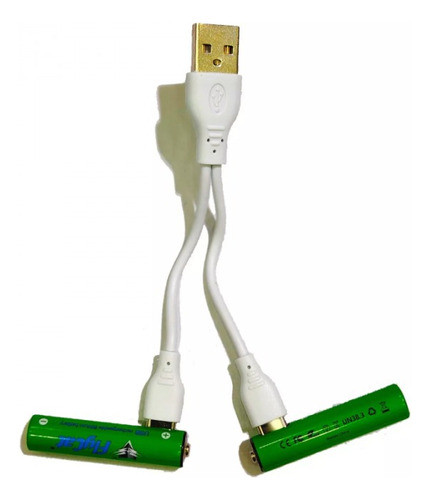Pilas Aaa Recargables Con Cable Usb 1200mah Mayor Duración 1