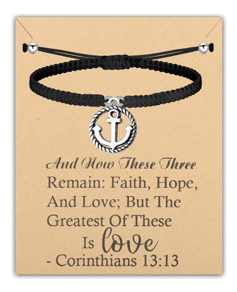 Lqri Corinthians 13:13 Pulseira Versículo Bíblico Âncora Cha 0
