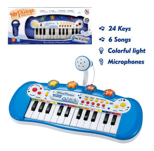 Organo Con Micrófono Celeste, Con Luz 24 Teclas, 3aa, En Caj 1
