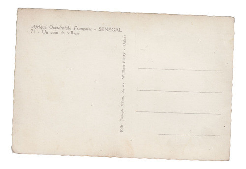 Senegal Antigua Postal Fotografia Real De Una Aldea Vintage 1