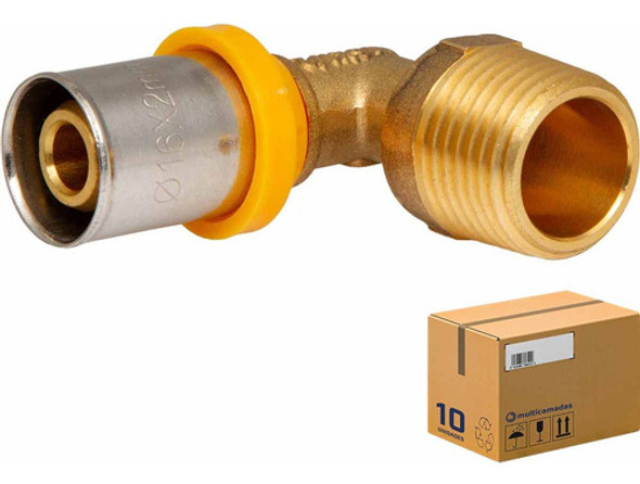 Kit 10 Cotovelo Macho Pex Gás Multicamadas 16mm X 1/2 0