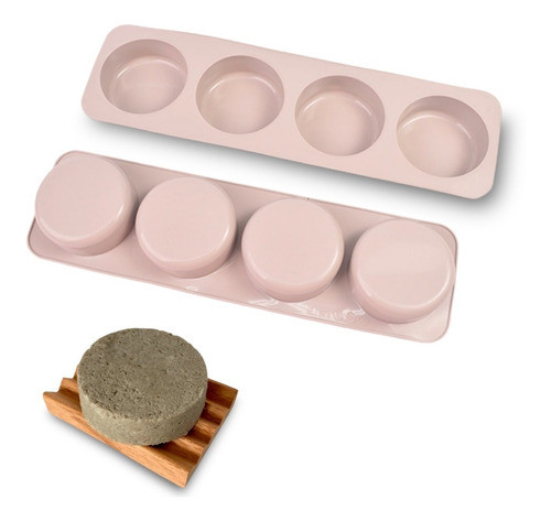 Molde De Silicona 4 Círculos Grandes Para Jabón Libre De Bpa 0