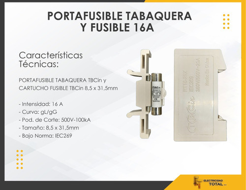 Fusible 16a Con Fusilera Portafusible Tabaquera Protección 1
