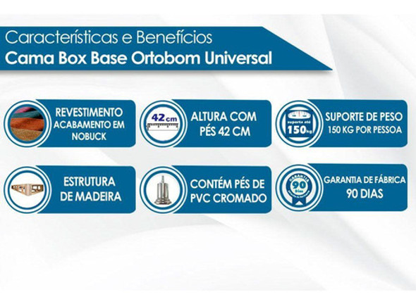 Cama Box Base Queen Suede Preto (158x30)ortobom 1