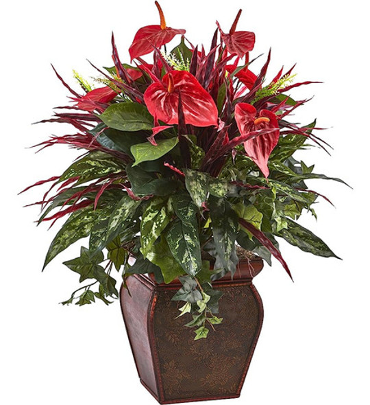Casi Natural 6905 Anthurium Planta Mixta Con Plantador, Mult 0