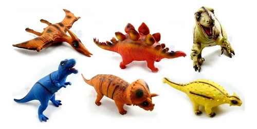 6 Dinosaurios Goma Juguete Resistente Muy Grande Pack X 6 U 0