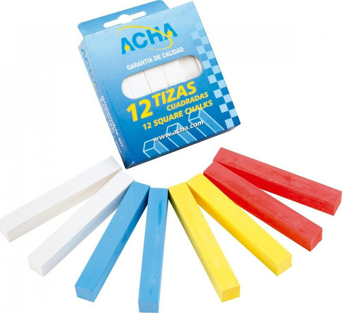 Tizas De Yeso Cuadradas Blancas Caja X 12 Unidades Acha 0