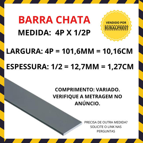 Barra Chata De Ferro 4 X 1/2 P - 1 Peça De 1,80 Metro 1