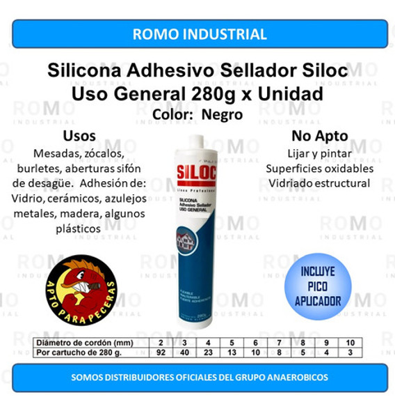 Silicona Sellador Siloc Negro Uso General X 280g 1