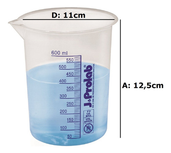 Bequer Medidor Copo Dosador 600ml Graduado Plástico 1