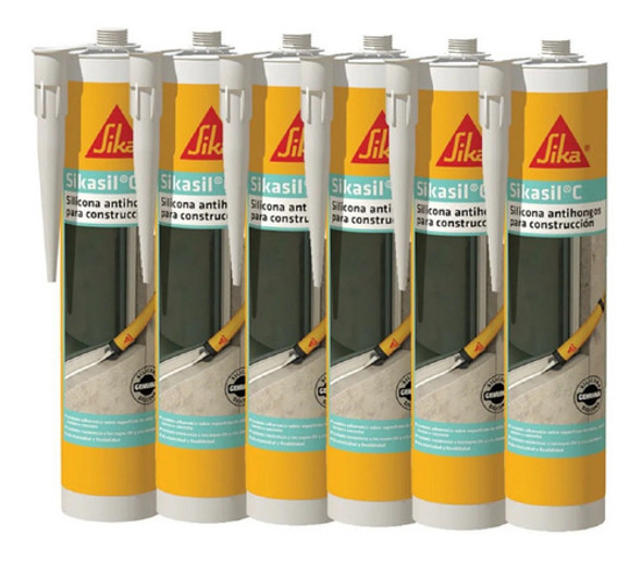 Silicona Neutra Sikasil C Transp. Y Color Pack X6 300ml  Tyt 0