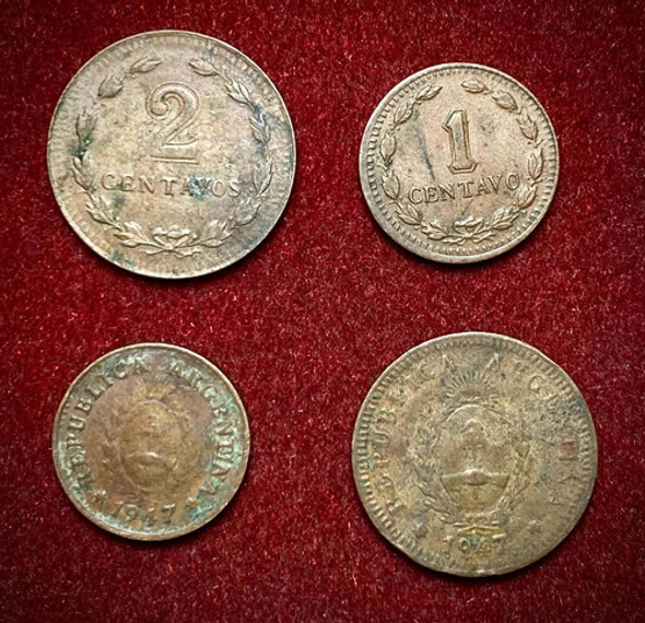Lote X4 Monedas Cobre Argentina Distintos Años Miralas 0