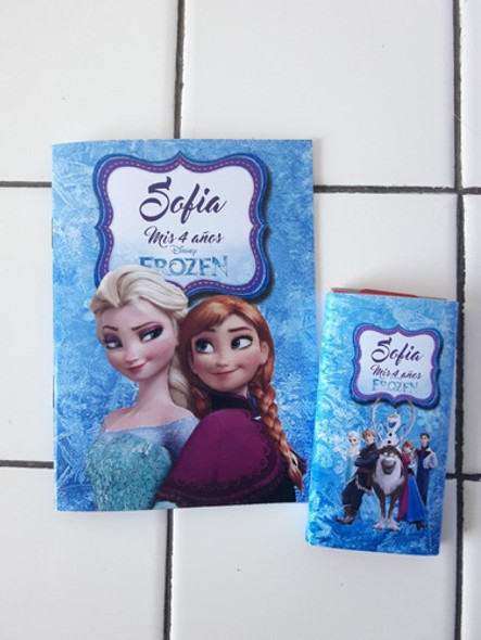 Souvenir Frozen - 10 Libritos Colorear Y 10 Lapices X6 1