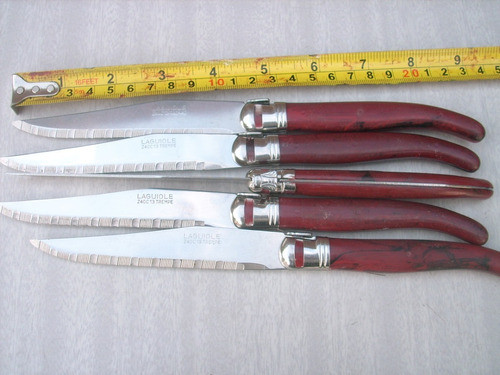 Lote 5 Cuchillos De Mesa Franceses Laguiole Z40c 13 Trempe 1