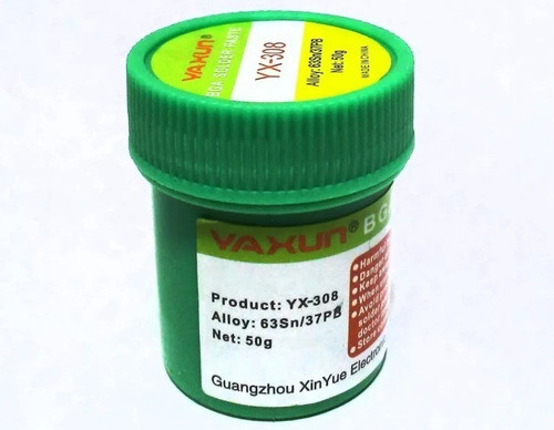 Estaño Soldadura En Pasta 183 Grados Sn63pb37 50gr Yaxun 0
