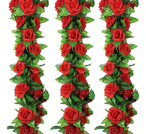 Fake Rose Vine Flowers Plants 4 Pack 32.2 Ft Artificial Flow 0