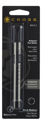 Carga Esferográfica Cross Refil Tinta Preta M -c/ 2 Unidades 0