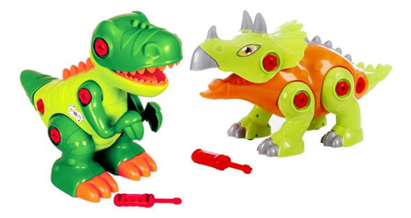 02 Bonecos Didáticos Dinossauro Infantil De Montar - Maral 0