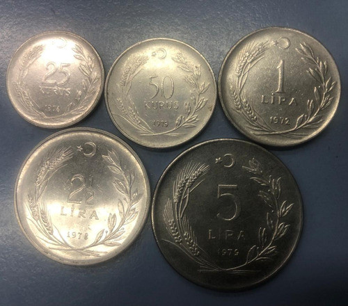 Serie De 5 Monedas De Turquia Año 1972/79 Excelentes 0