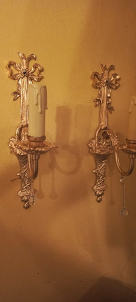 2 Apliques Antiguos De Pared Bronce Tallados Rococo Luis Xv 0