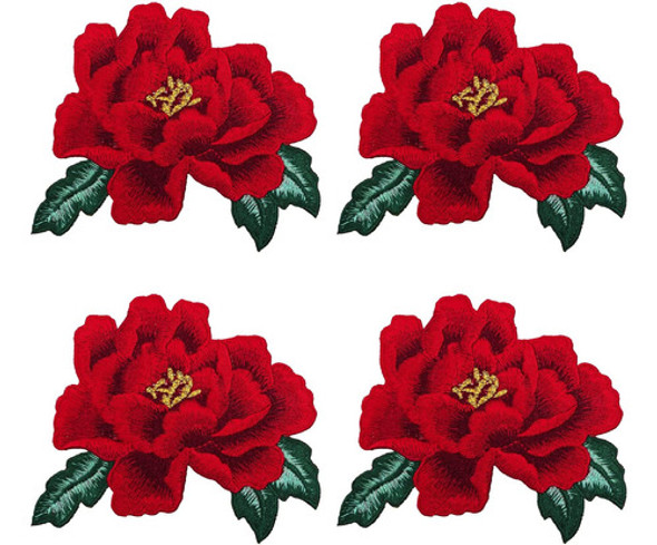 Mini Skater Peônia Floral Bordado Ferro Em Patches Remendo 0