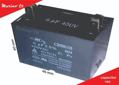 Capacitor De Arranque Para Motores  6mf X 450 Vca 0