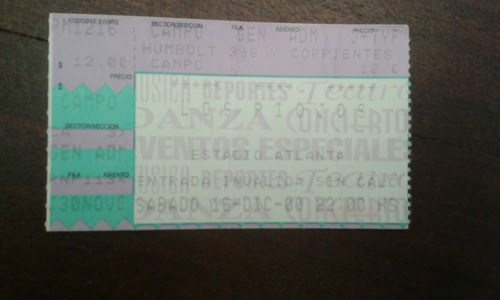 Entrada De Colección Los Piojos - Atlanta 2000 1