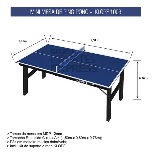 Mini Mesa Para Jogo De Ping Pong Klopf - Cód. 1003 1