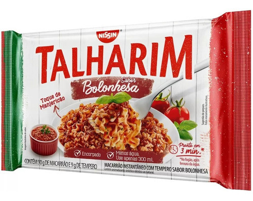 Kit 23x Macarrão Instantâneo Talharim Bolonhesa Nissin 99g 0