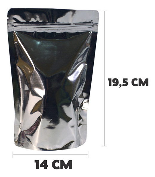 25 Saquinhos Abre Fecha Stand Up Pouch 14x19,5 Metalizado 0