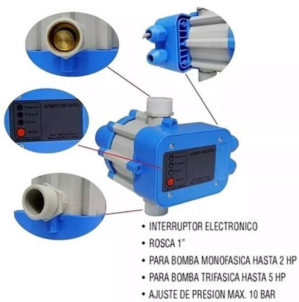 Kit Bomba De Agua Periférica 1 Hp + Press Control Automatico 1