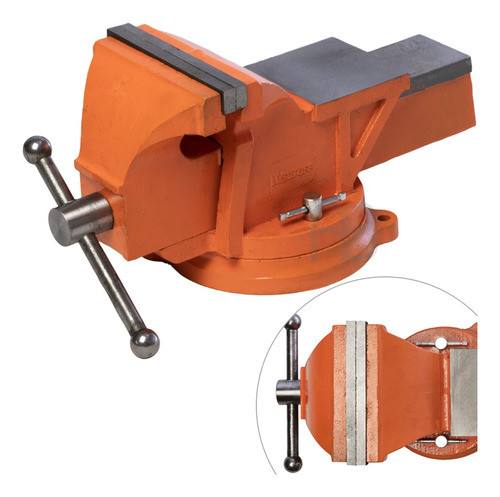Morsa De Banco Color Naranja Base Giratoria 125mm 5 Pulgadas 0