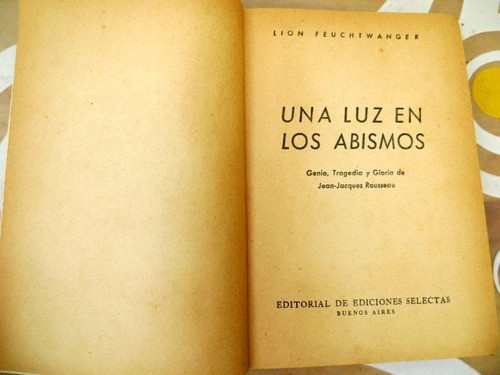 Una Luz En Los Abismos, Lion Feuchtwanger Tapa Dura 1