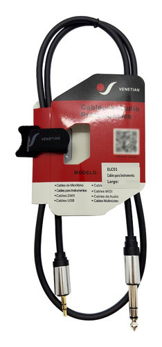 Venetian Elc016 Cable Miniplug  A Plug Estéreo 1/4 6 Metros 0