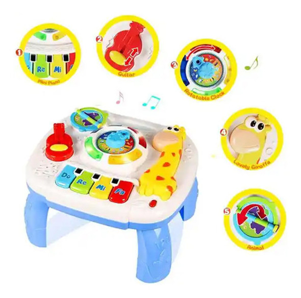 Mesa De Actividades P/bebé Didáctica Con Piano Luz Y Sonidos 1