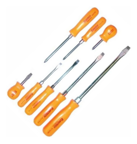 Set Juego De Destornilladores X8 Naranja Eurotech 1067 0