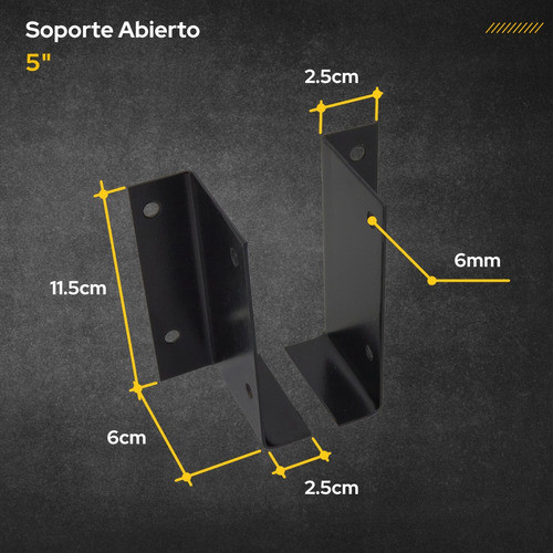 Soporte Abierto Tirante 2x5 3x5 + Tarugos 10mm + Tornillos 1