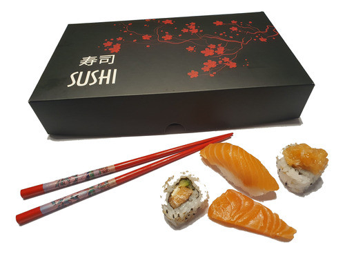 Caja Sushi Negra, Mediana 20-24 Piezas, 25 U. Lam Int/ext. 0