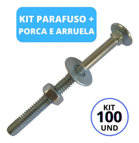 Parafuso Francês 3/8 X 07 C/ Porca E Arruela 100 Und 1