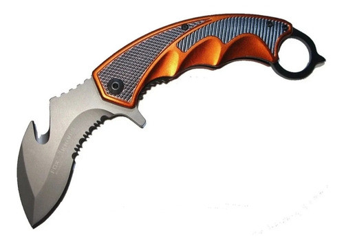 Cuchillo Navaja Kerambit Tactico Kkwolf F91 Naranja 0
