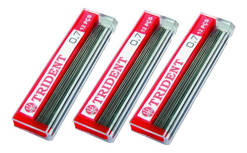 3 Tubos Grafite Trident 0,7mm B Graf-bb07 12 Minas 0