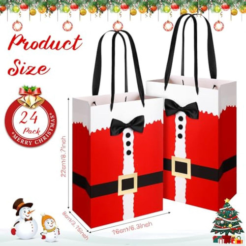 Chuangdi 24 Bolsas De Regalo De Navidad Con Asa De 1