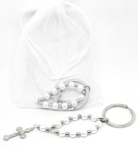 Llaveros Denario Souvenirs X35 Bautismo Comunion Con Organza 0