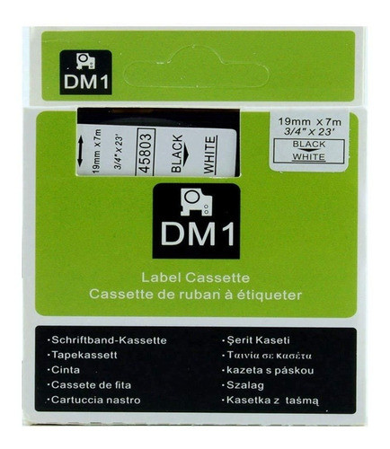 Cinta Rotulado Compatible Dm1 45803 19mm Negro/blanco 0
