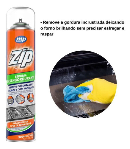 Kit 6 Espumas Desengordurante Spray Zip My Place 300ml 1