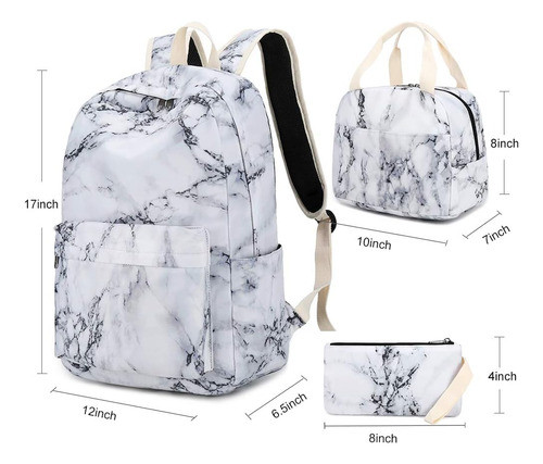 Kit De Mochila Lonchera Y Cartuchera Diseno De Marmol 1